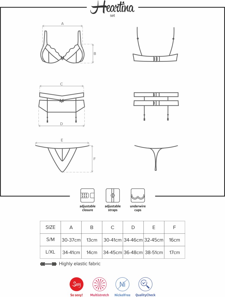 Obsessive Heartina completino intimo nero 3 pezzi pizzo