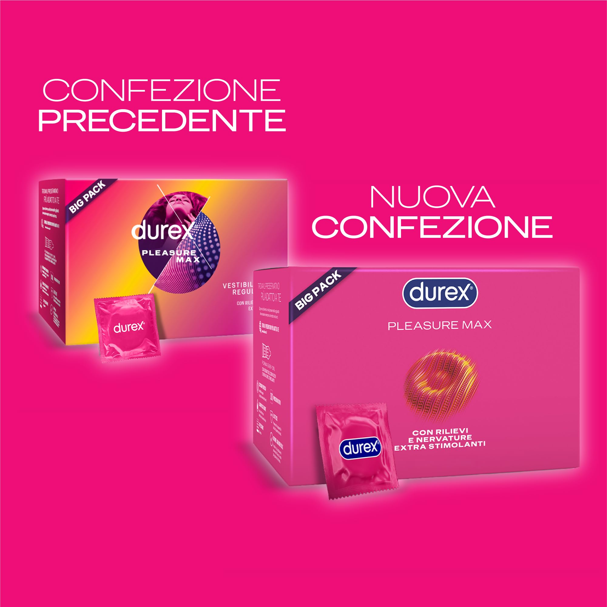 Durex Pleasuremax Preservativi 100 Pezzi con Rilievi