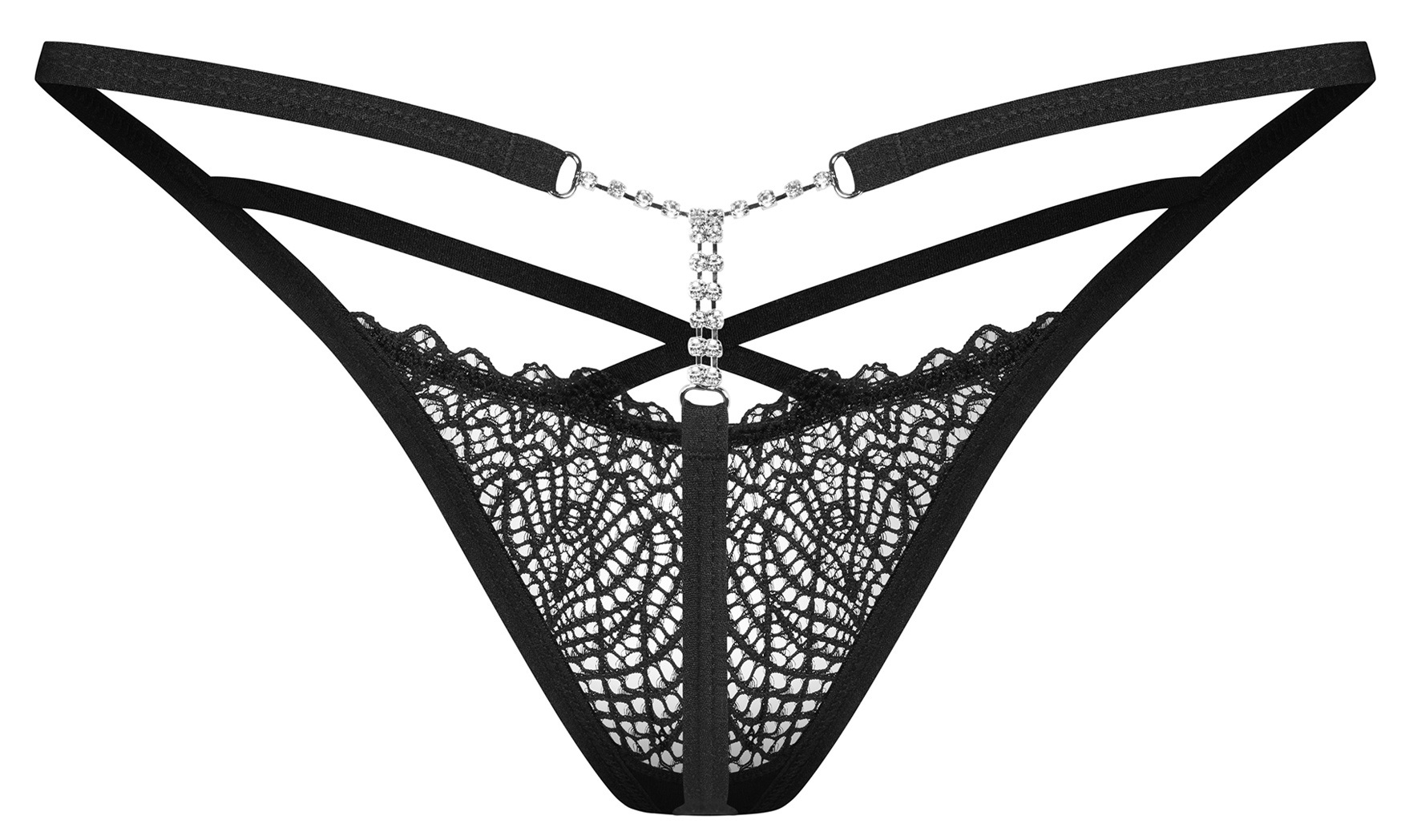 Obsessive Iliosa perizoma pizzo nero con strass