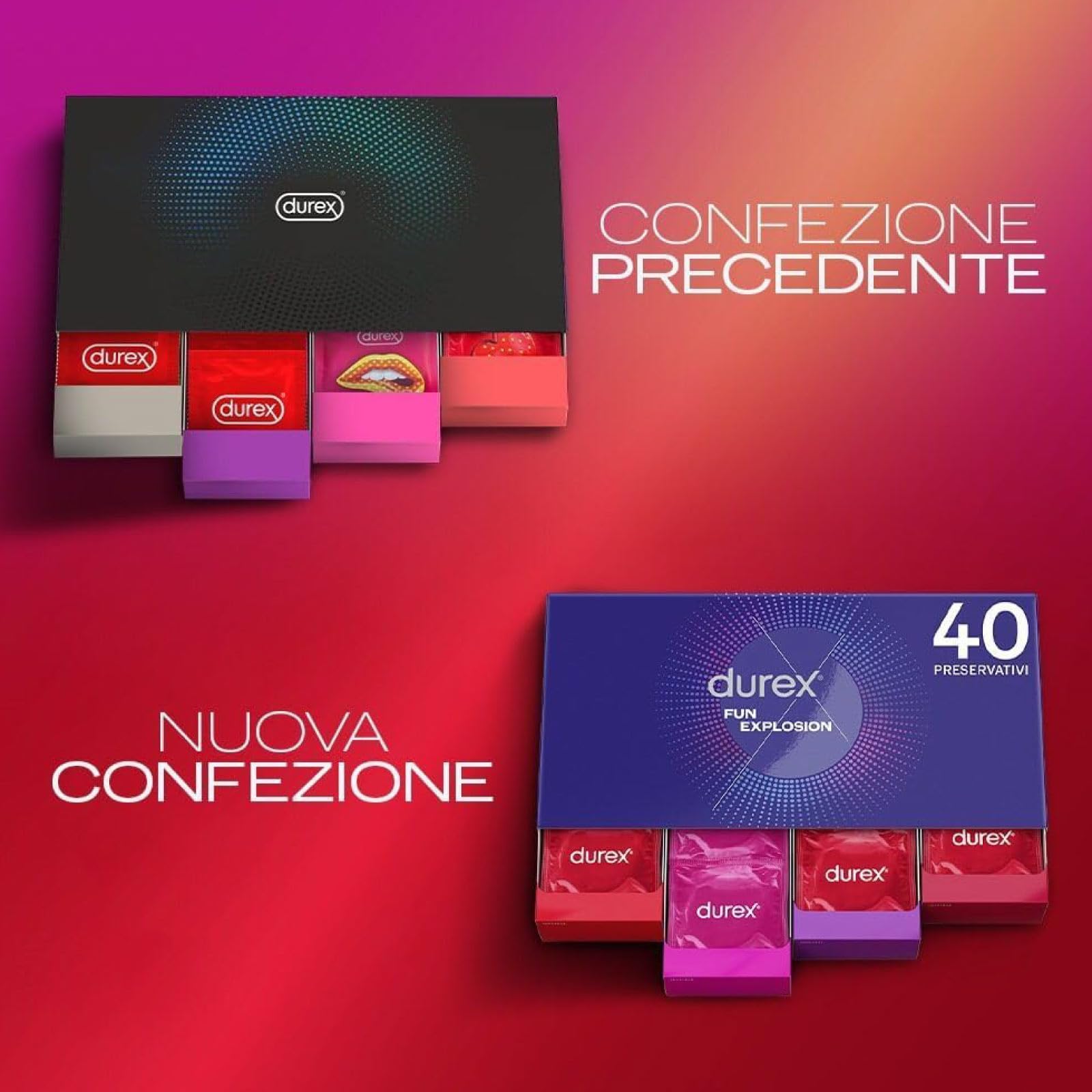 Durex Fun Explosion preservativi 40 pz + lubrificante 200 ml