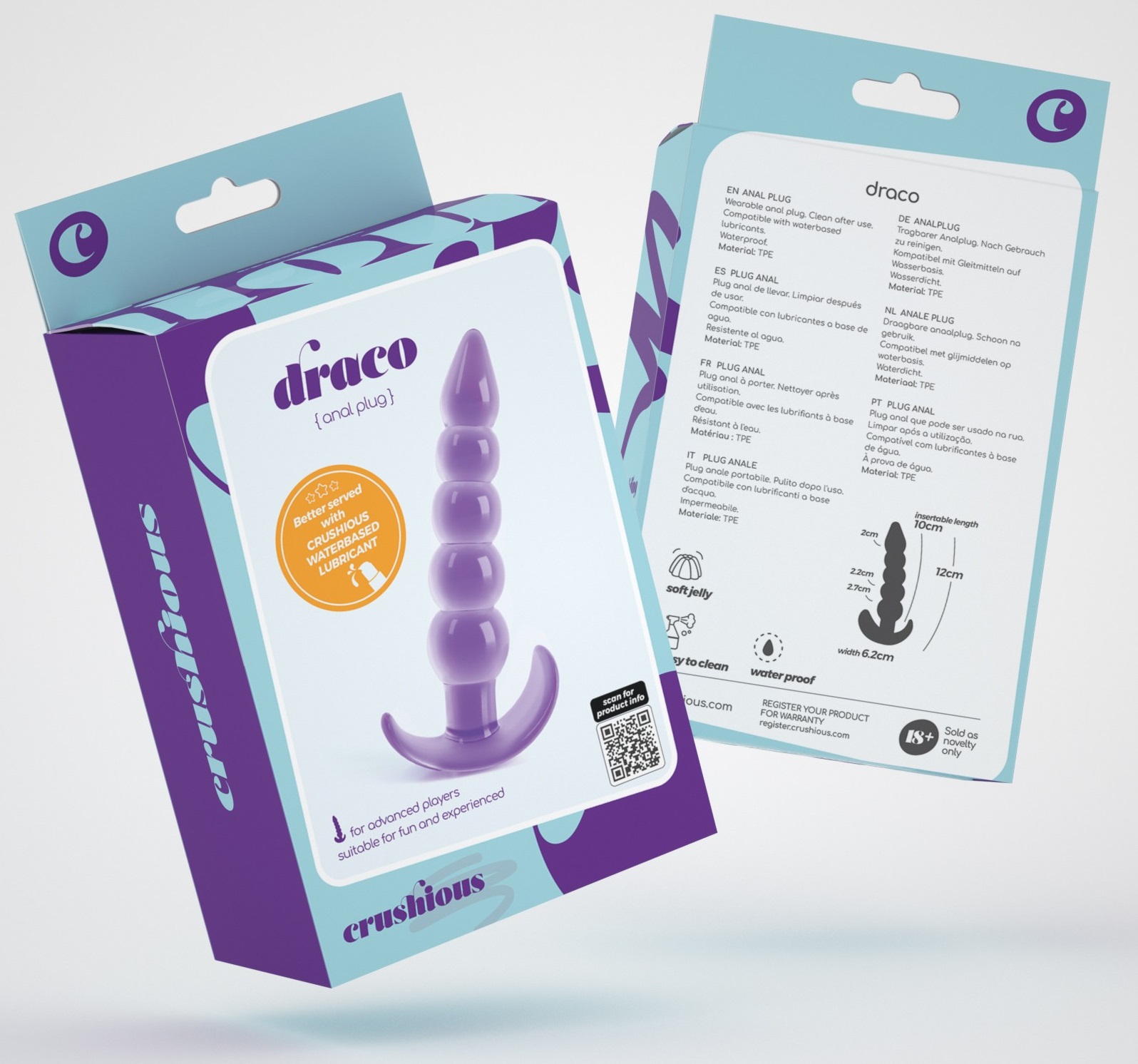 Crushious Draco plug anale sfere progressive 12 cm