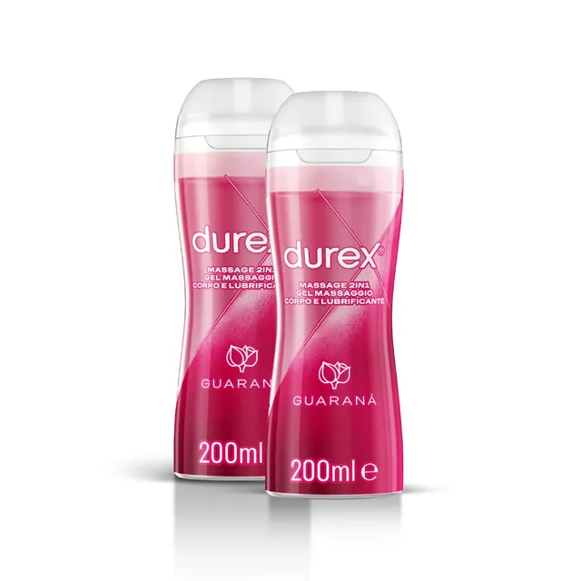 Durex Massage 2in1 Gel Lubrificante Guarana 2x200 ml Base Acqua