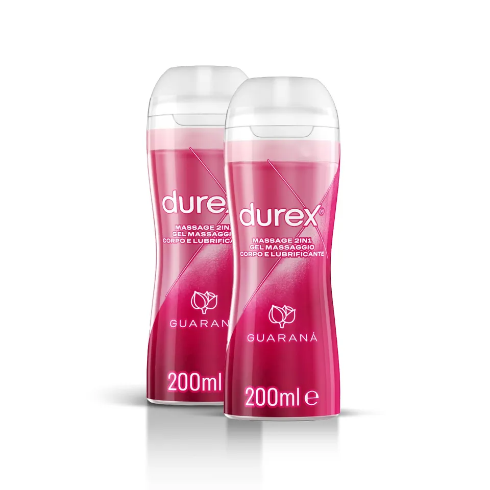 Durex Massage 2in1 Gel Lubrificante Guarana 2x200 ml Base Acqua