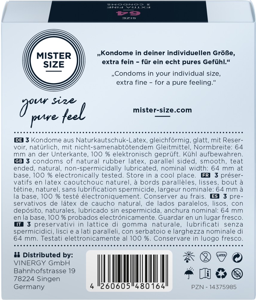 Mister Size 64 mm preservativi su misura 3 pz