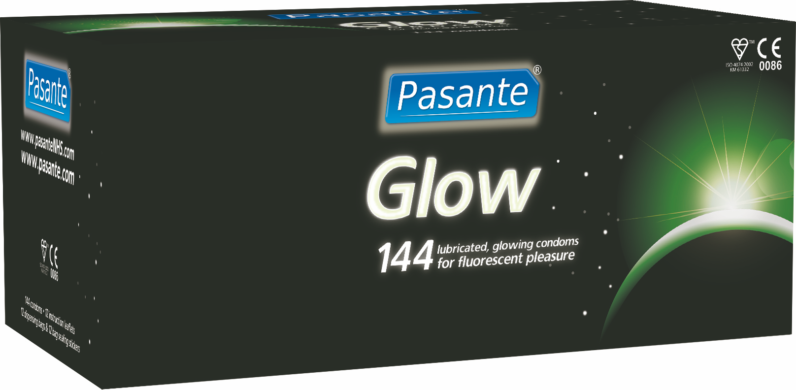 Pasante Glow in the Dark preservativi fluorescenti 144 pezzi