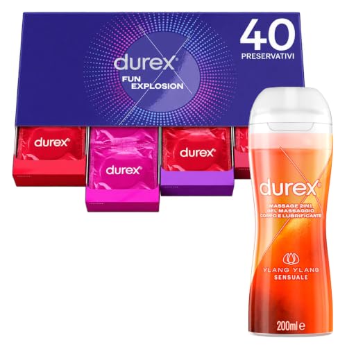 Durex Fun Explosion preservativi 40 pz + lubrificante 200 ml