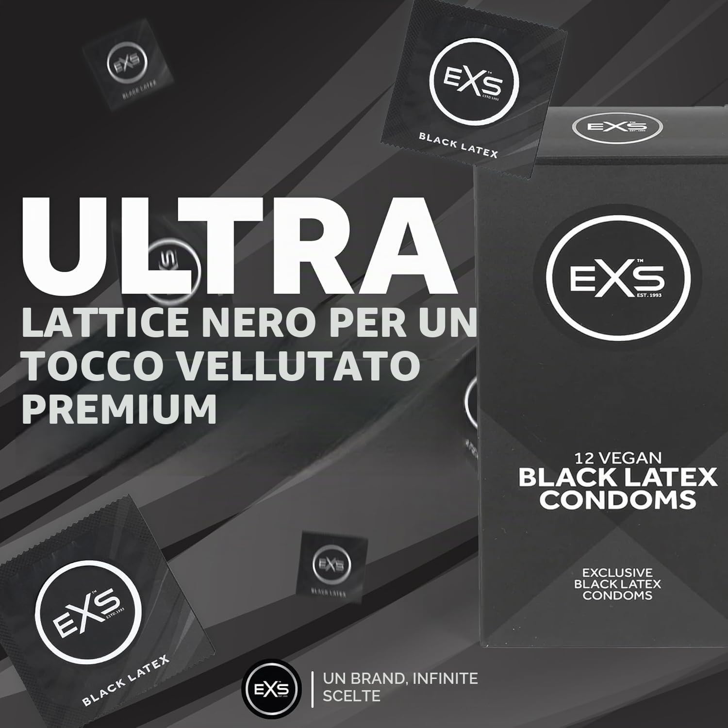 EXS Black Latex preservativi neri 12 pezzi vegan