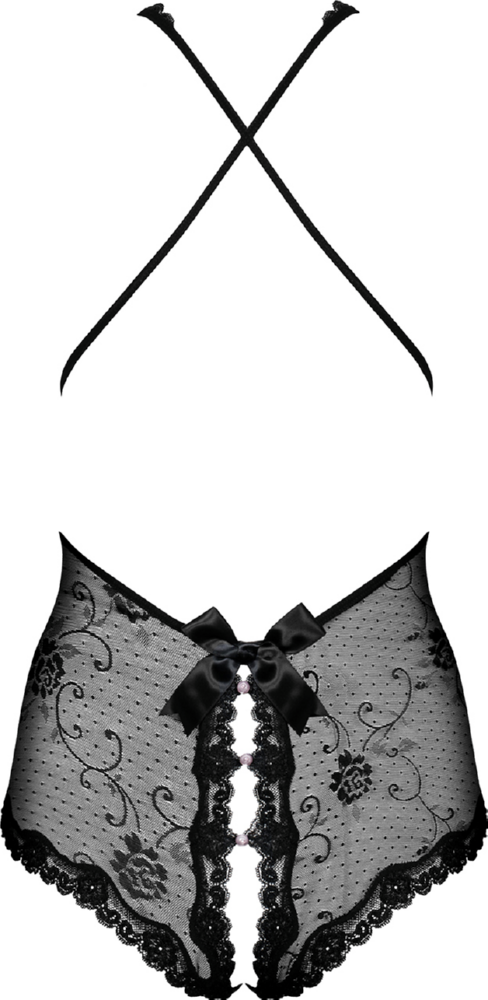Obsessive Fiorenta Teddy body sexy nero cavallo aperto