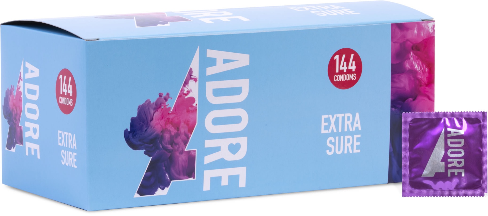 Pasante Adore Extra Sure preservativi resistenti 144 pezzi