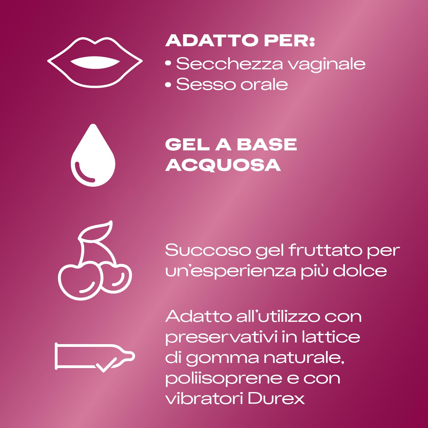 Durex Cherry lubrificante intimo 4x50 ml gusto ciliegia