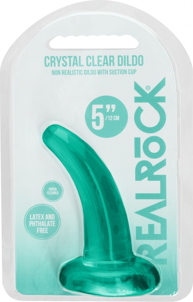 RealRock Crystal Clear 4,7 dildo con ventosa turchese 12 cm