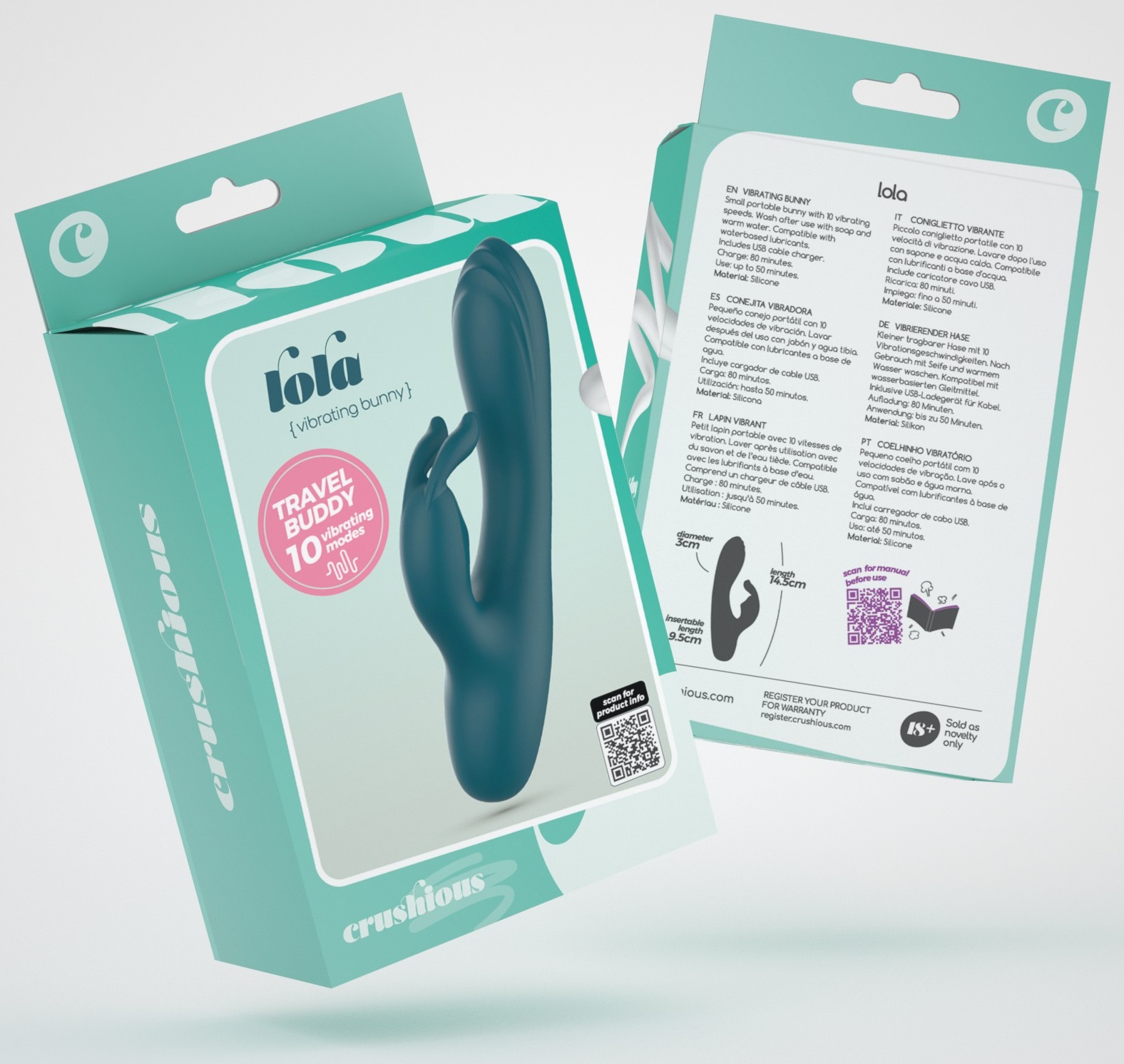 Crushious Lola mini vibratore rabbit silicone 14 cm