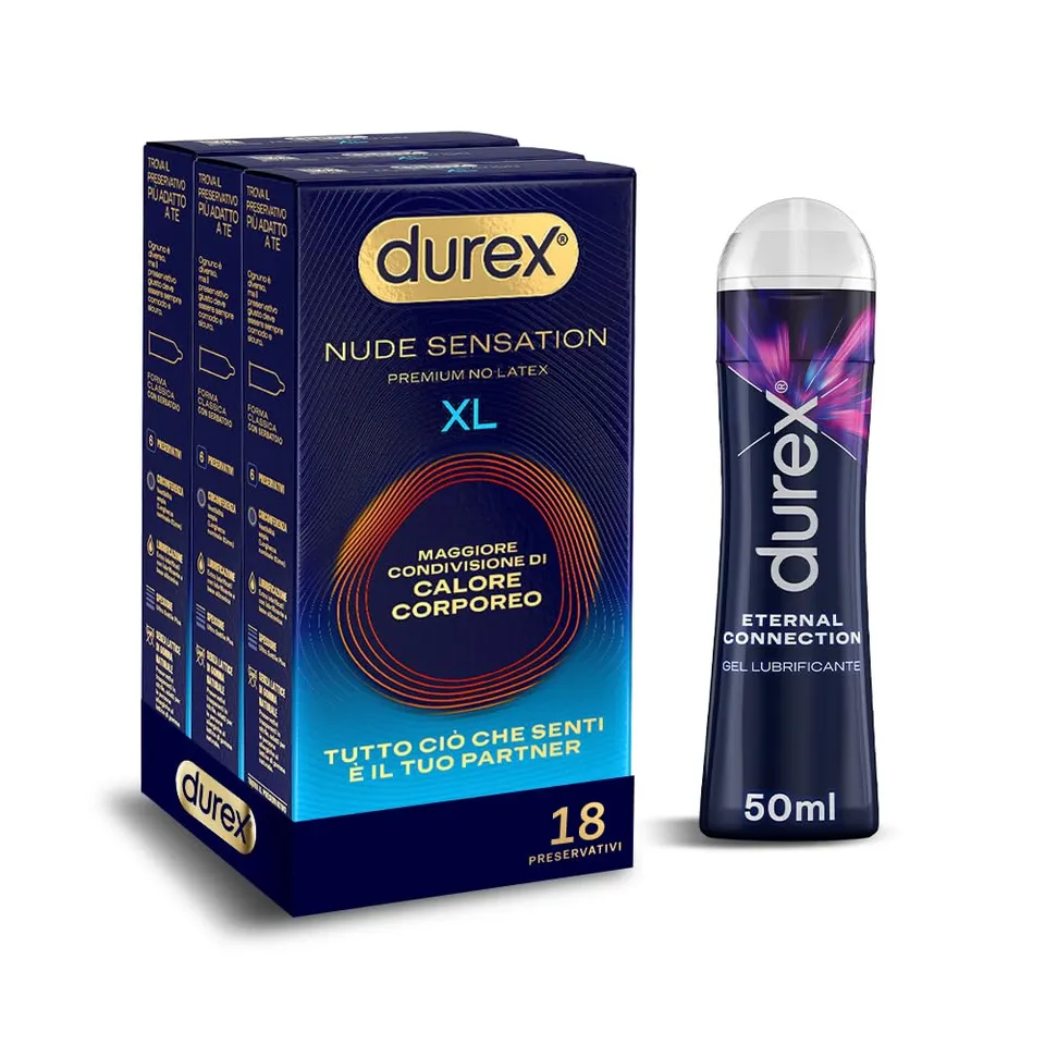 Durex Nude Sensation XL preservativi nitrile 18 pezzi + gel