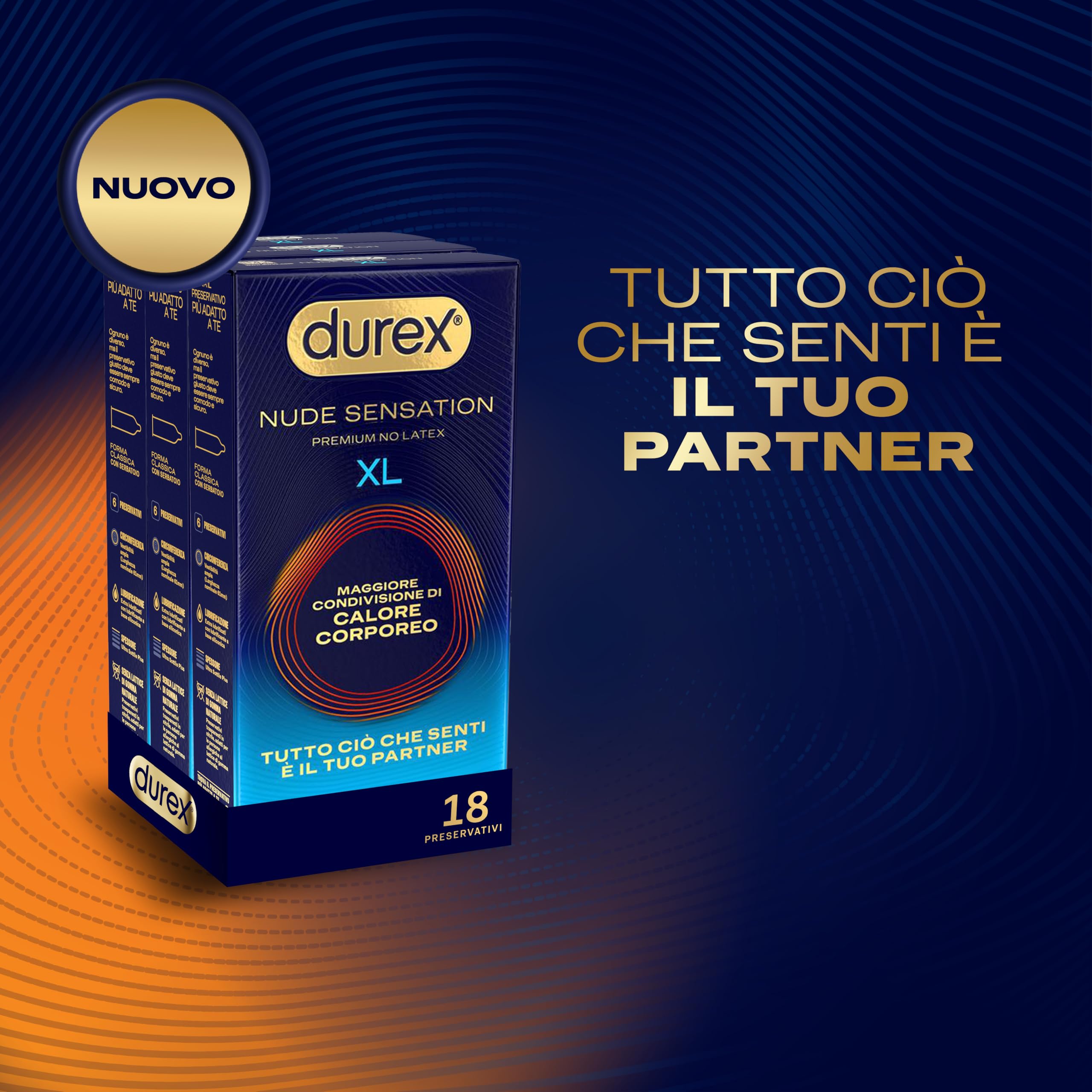 Durex Nude Sensation XL Preservativi 18 Pezzi Senza Lattice