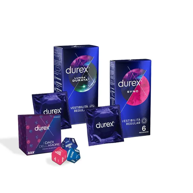 Durex Retard Sync preservativi mix 18 pezzi + dadi