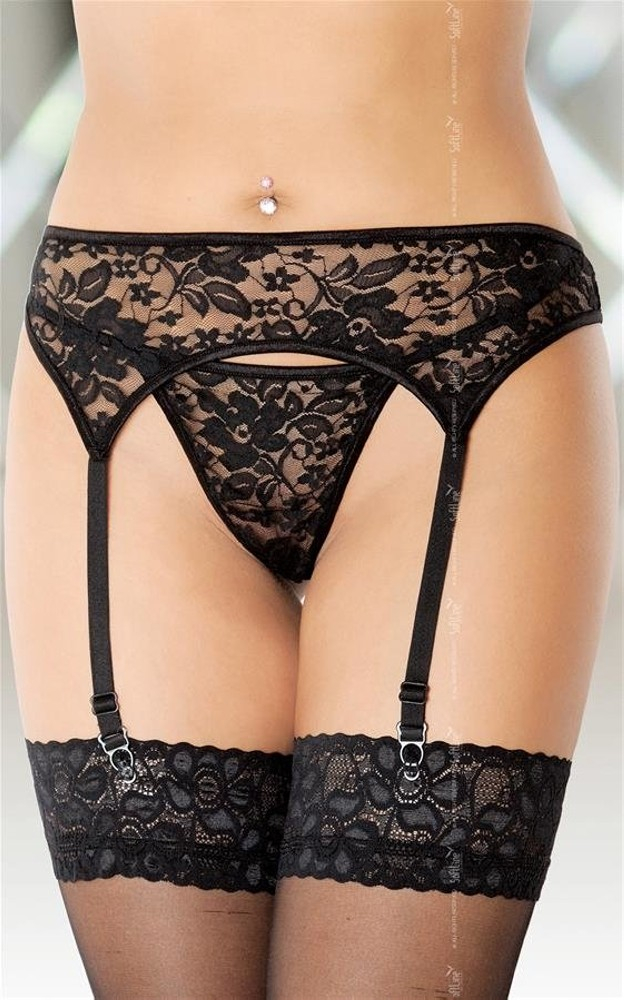 Softline 3310 reggicalze pizzo nero S/M con perizoma