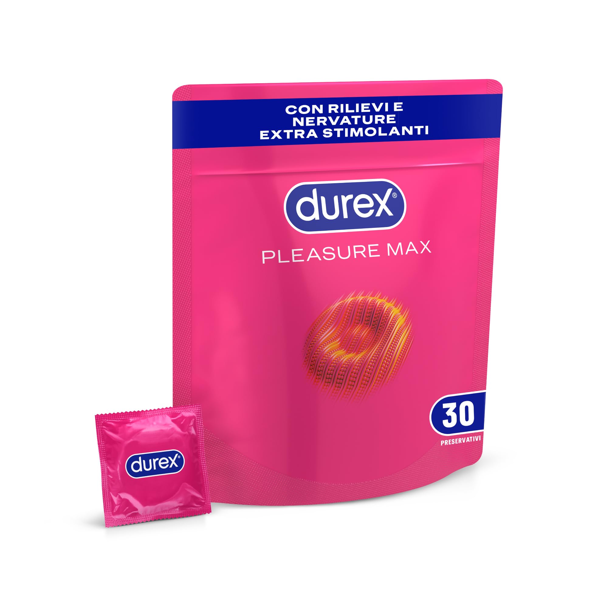Durex Pleasuremax Profilattici Nervature 30 Pezzi 56 mm