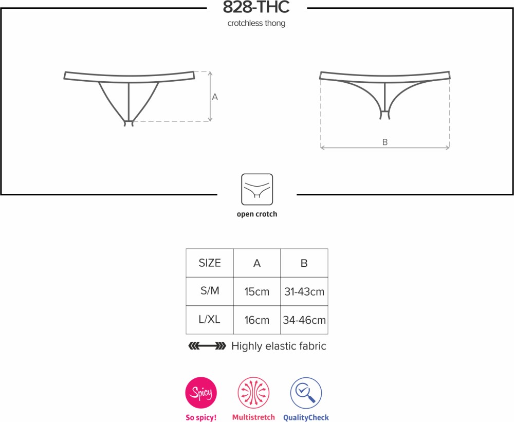 Obsessive 828-THC-1 perizoma aperto crotchless pizzo nero