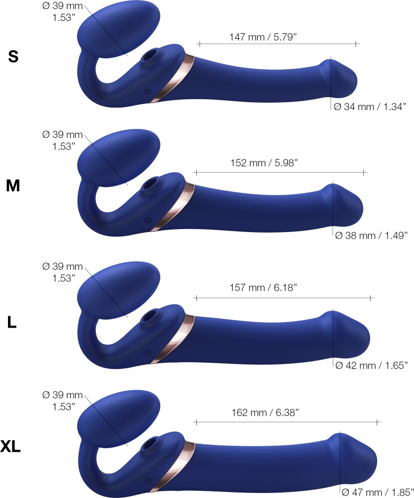 Strap-on-me Multi Orgasm Bendable strap-on blu S succhiaclitoride
