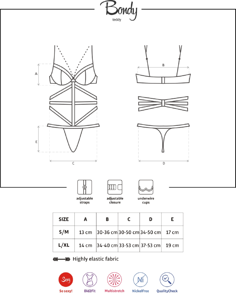 Obsessive Bondy Teddy body sexy nero con catene