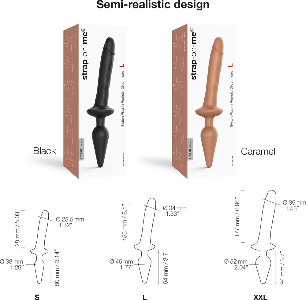 Strapon-me Switch Plug-in dildo plug nero taglia S