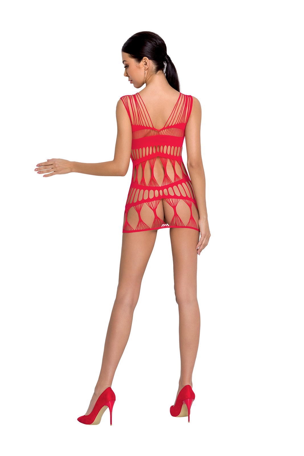 Passion BS089 bodystocking rosso in nylon con aperture