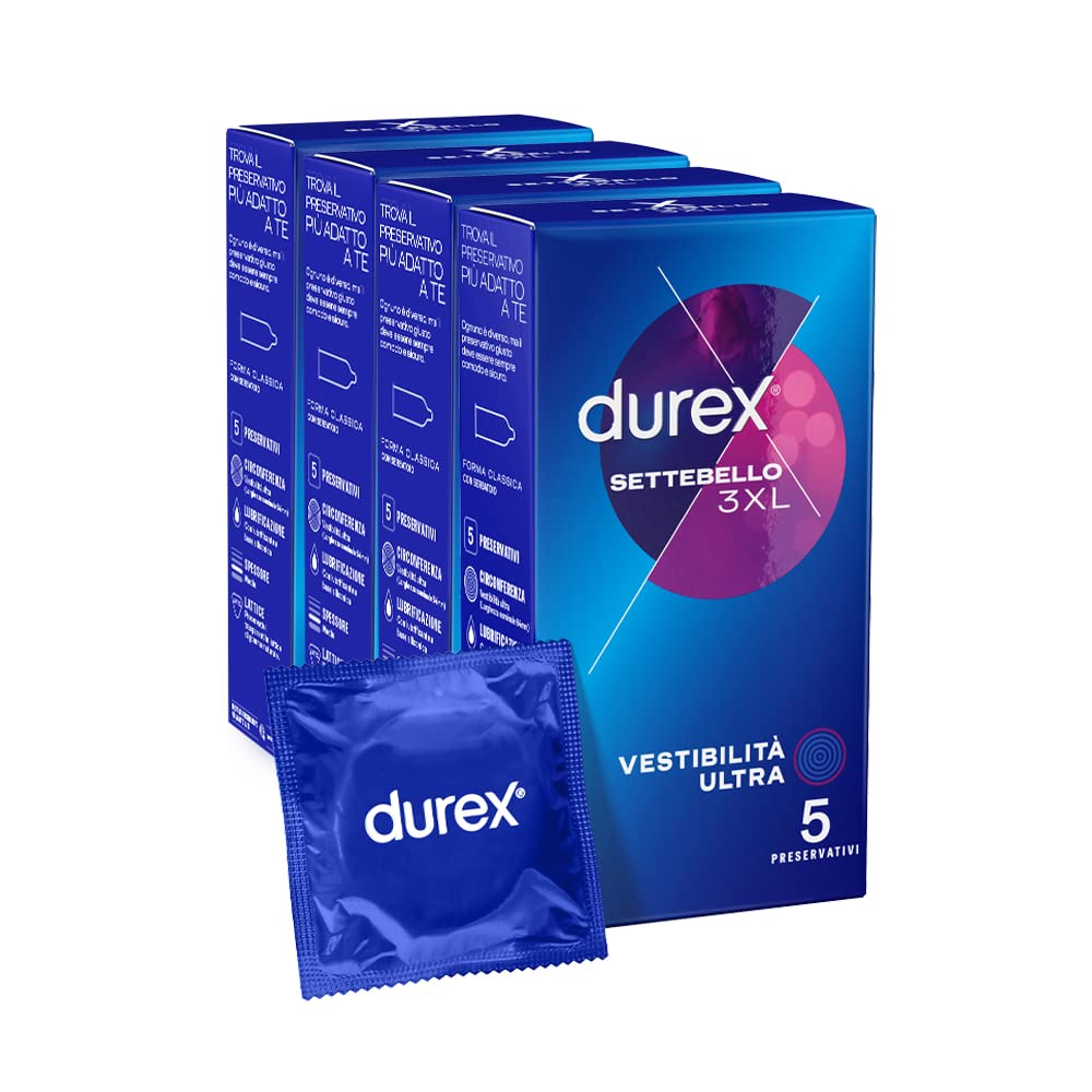 Durex Settebello Comfort 3XL preservativi larghi 64 mm 20 pezzi