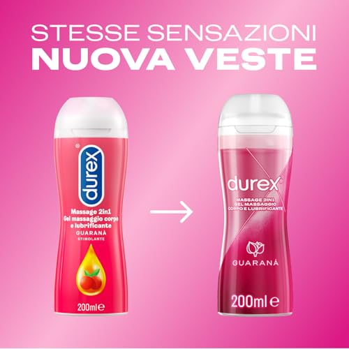 Durex Massage 2in1 Gel Lubrificante Guarana 2x200 ml Base Acqua