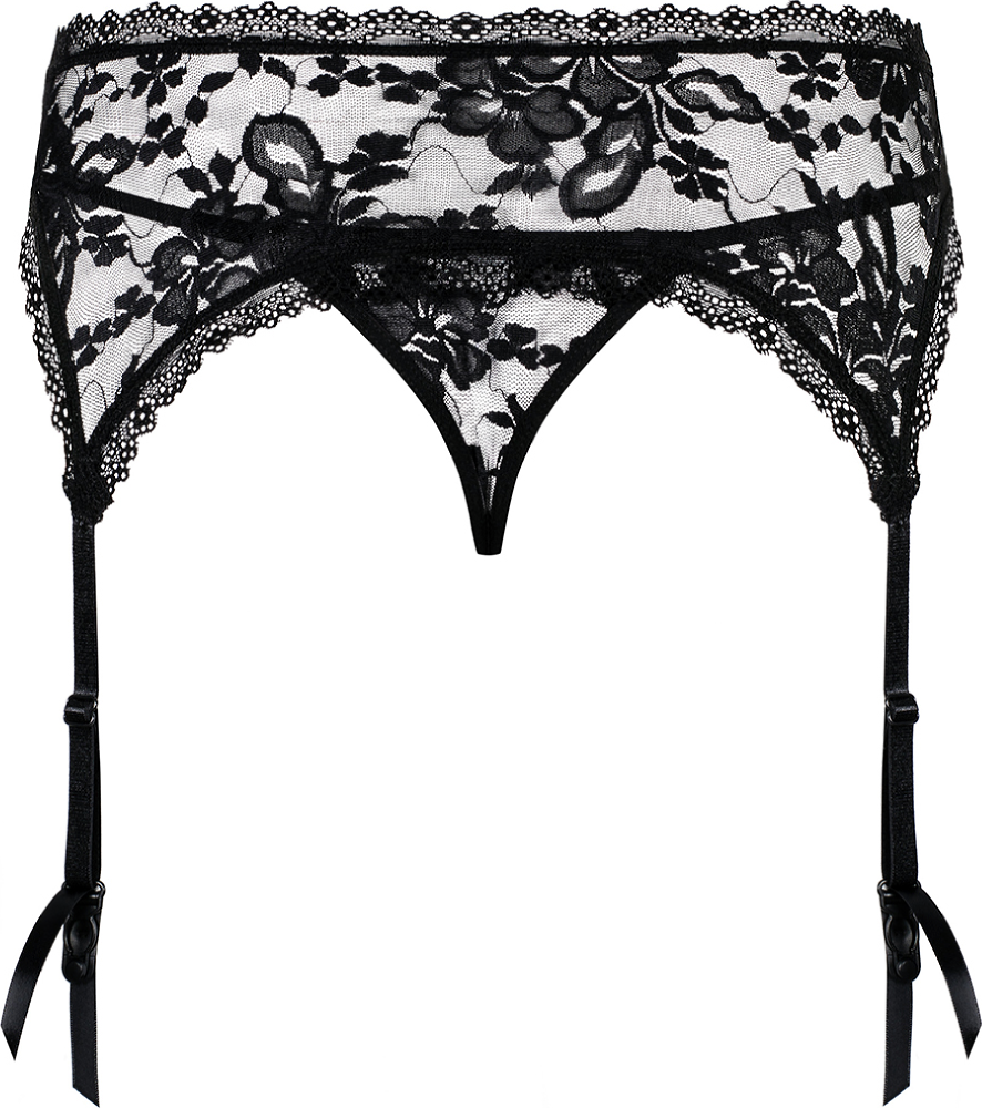Obsessive Catia reggicalze pizzo nero + perizoma