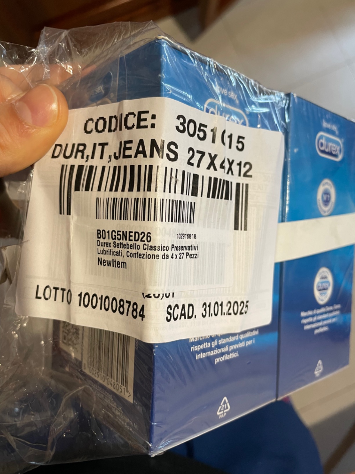 Durex Settebello Classico preservativi lattice 27 pezzi