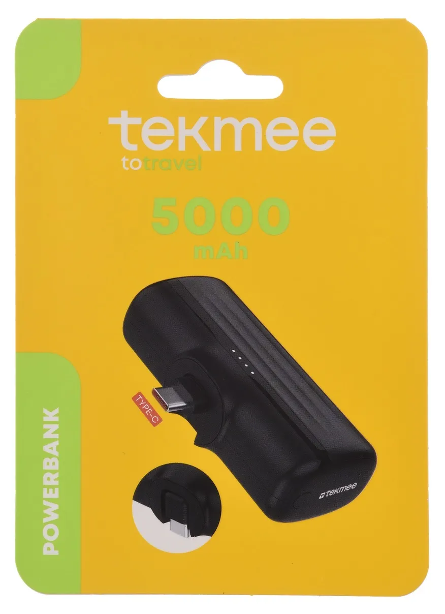 Tekmee Plug-In Type-C powerbank 5000 mAh emergenza