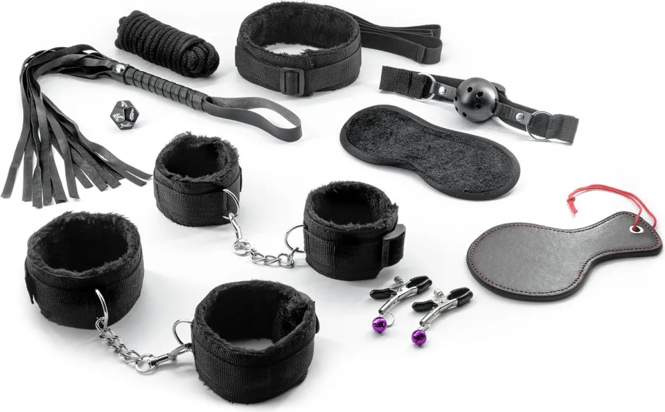 Crushious Master Commander kit bondage 11 pezzi con manette frusta