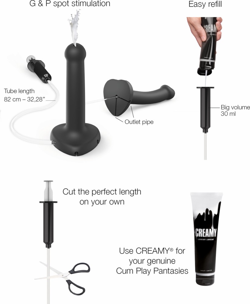 Strap-on-me Squirting Cum dildo semirealistico Nero S eiaculante