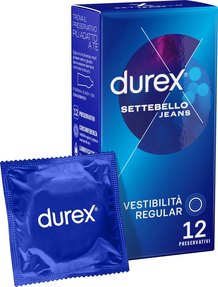 Durex Settebello Jeans preservativi classici lattice 56 mm