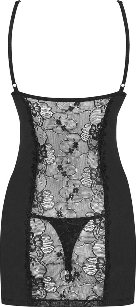 Obsessive Heartina chemise nera con perizoma pizzo
