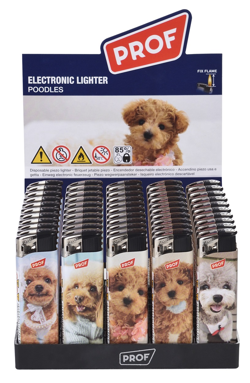 PROF Poodles accendini elettronici 50 pezzi ricaricabili