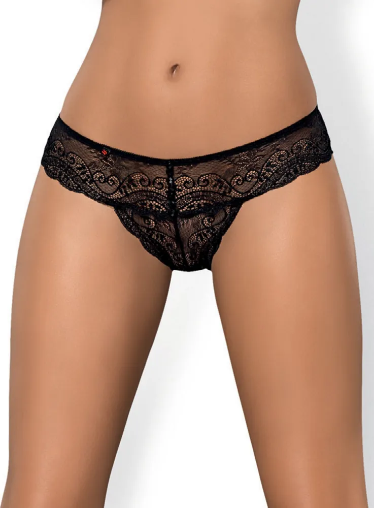 Obsessive Miamor perizoma in pizzo nero con strass
