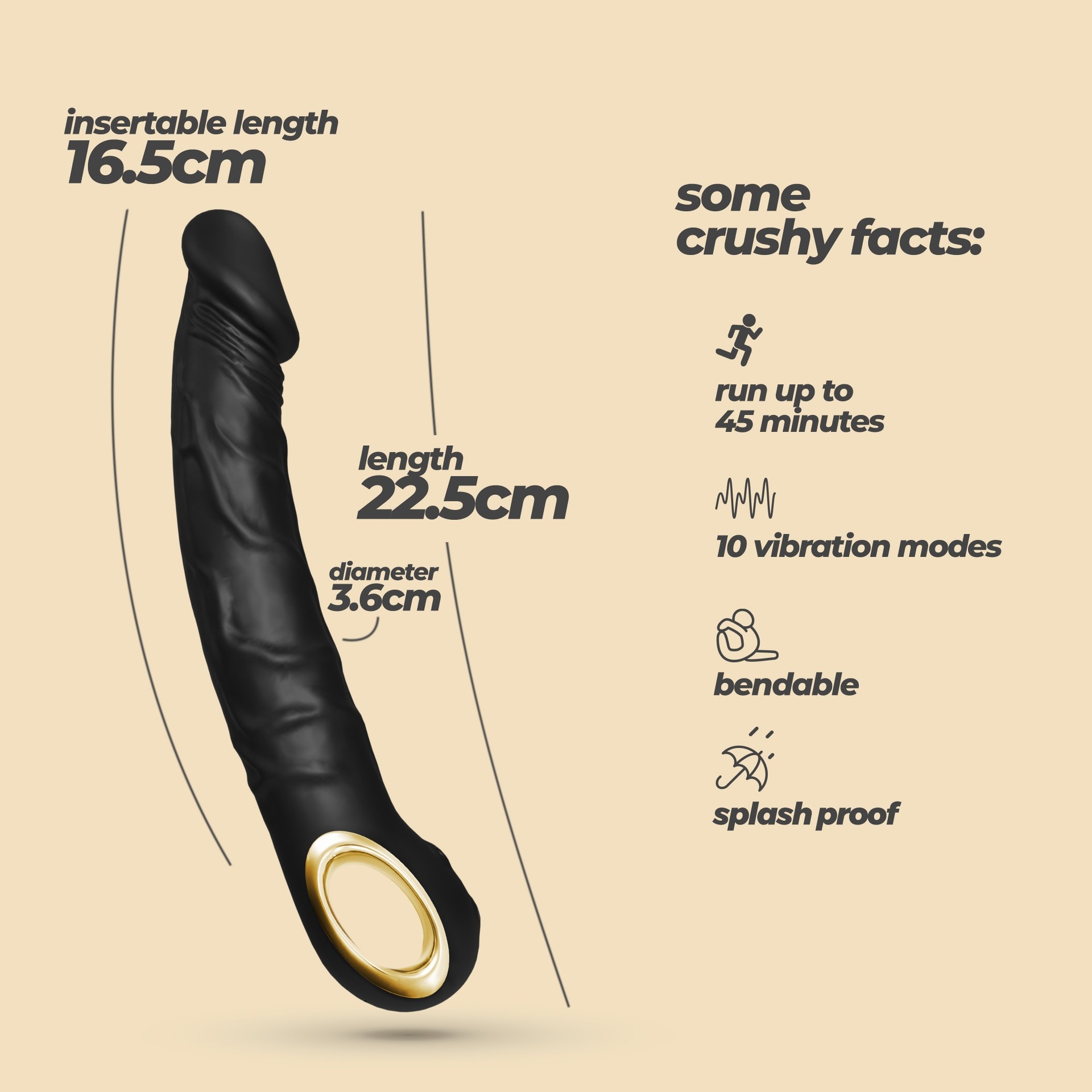 Crushious Magnus Bend vibratore realistico flessibile 22,5 cm