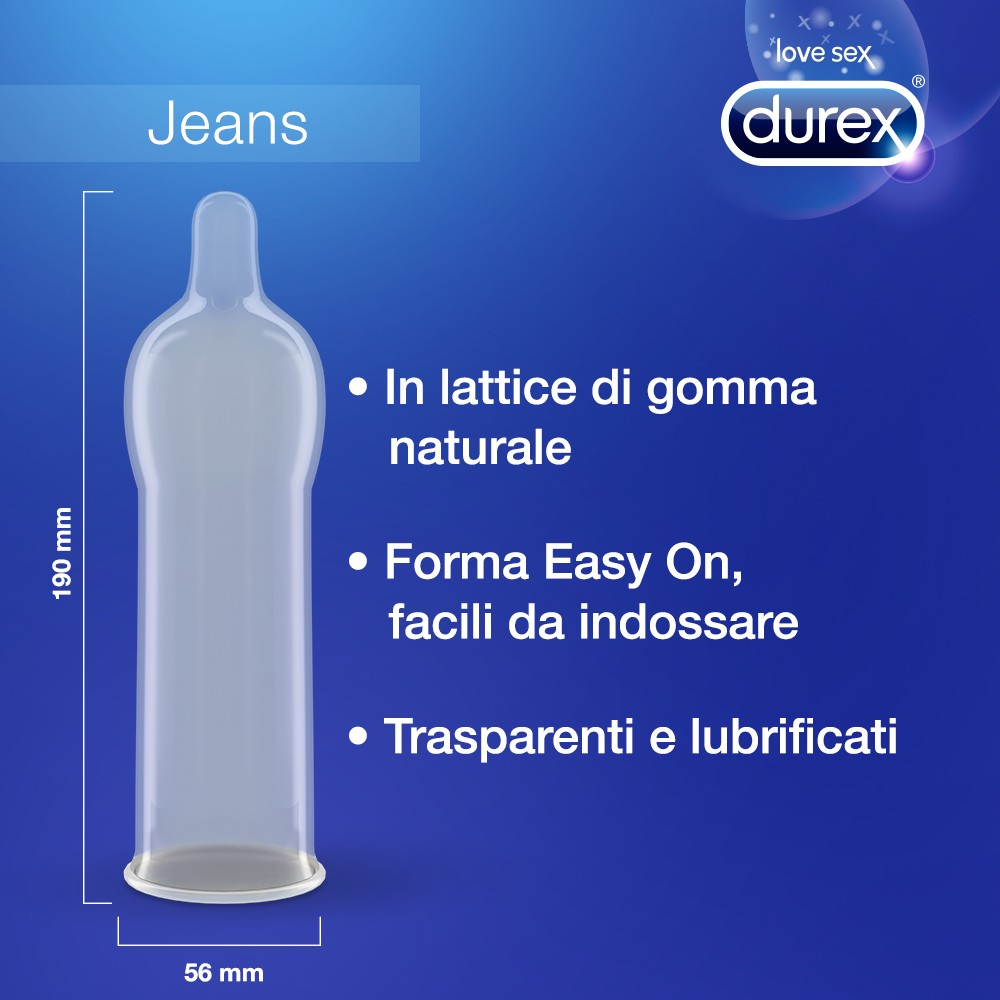 Durex Jeans preservativi 10 pezzi 56 mm easy-on sottili