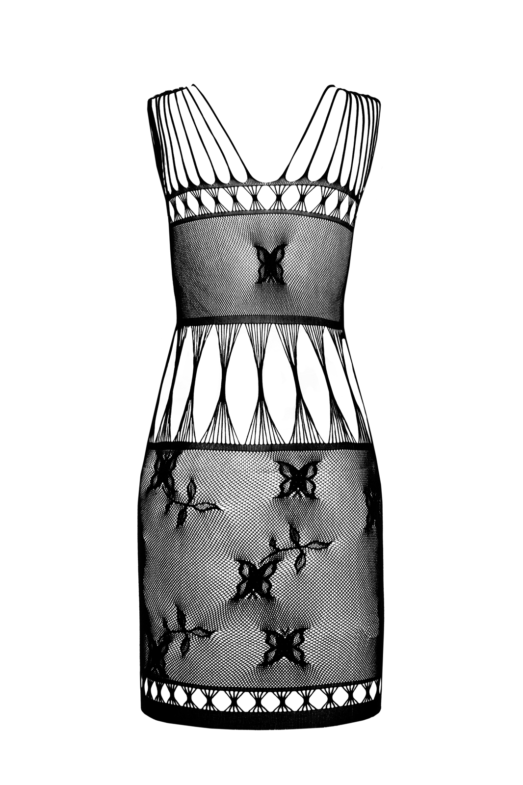 Passion BS090 bodystocking nero in rete elastica
