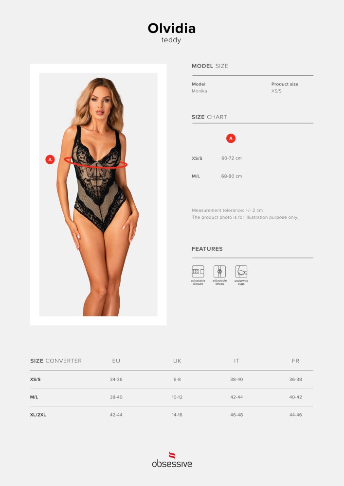 Obsessive Olvidia body sexy M/L mesh beige pizzo nero