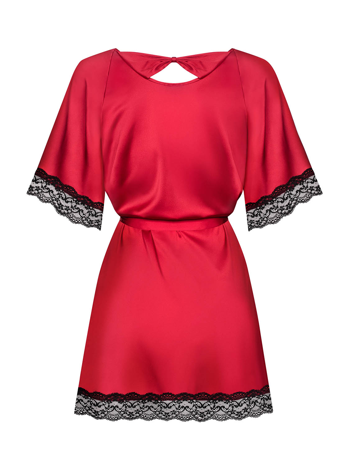 Obsessive Sensuelia Robe Rossa in Raso e Pizzo