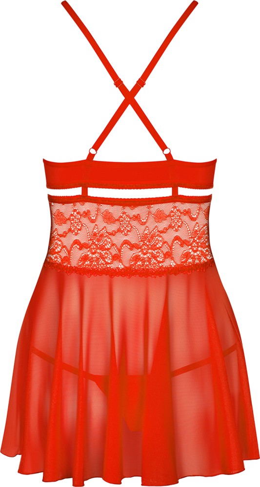 Obsessive 838-BAB-3 babydoll con perizoma rosso