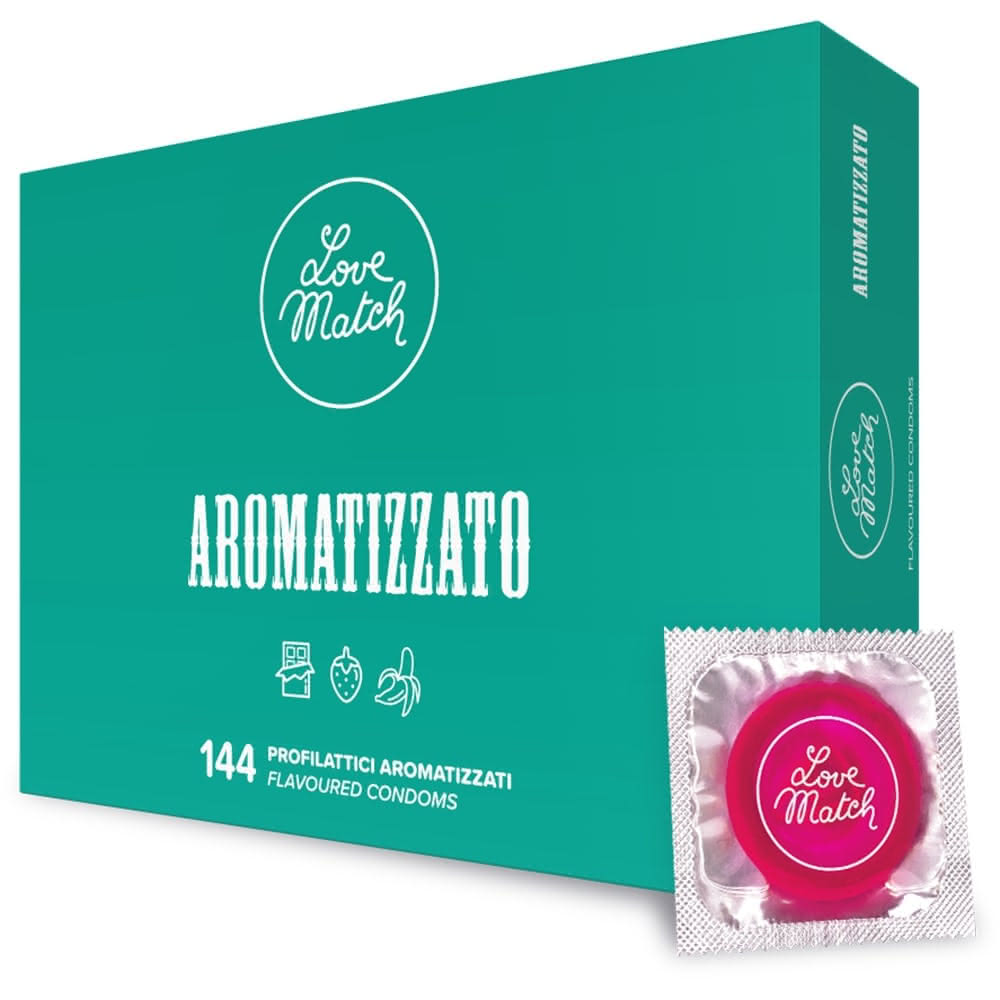 Love Match Aromatizzato preservativi lattice 144 pezzi gusti