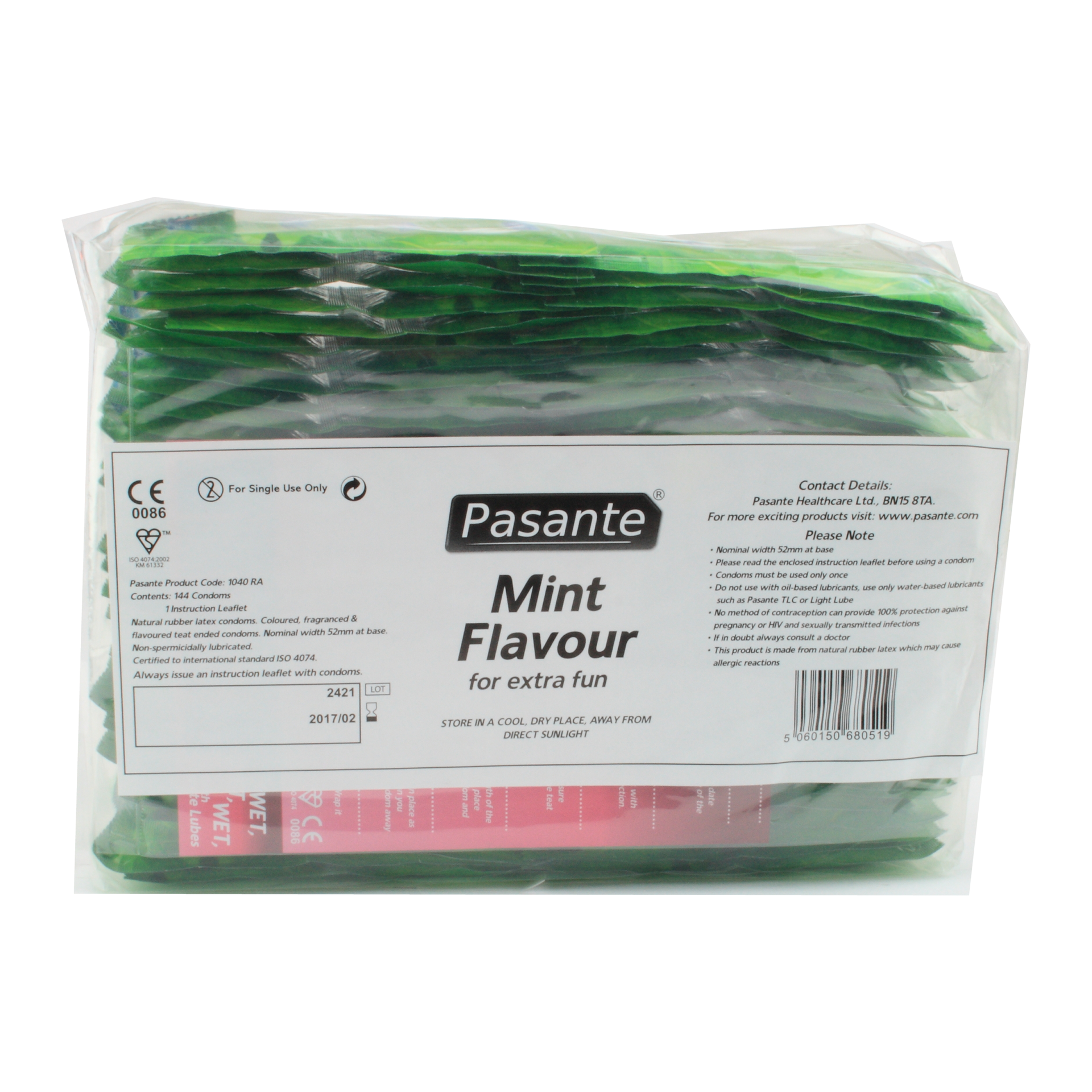 Pasante Menta preservativi aromatizzati 144 pezzi freschezza