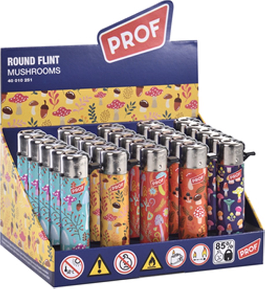 Prof Round Flint Mushrooms accendini 25 pezzi fiamma regolabile