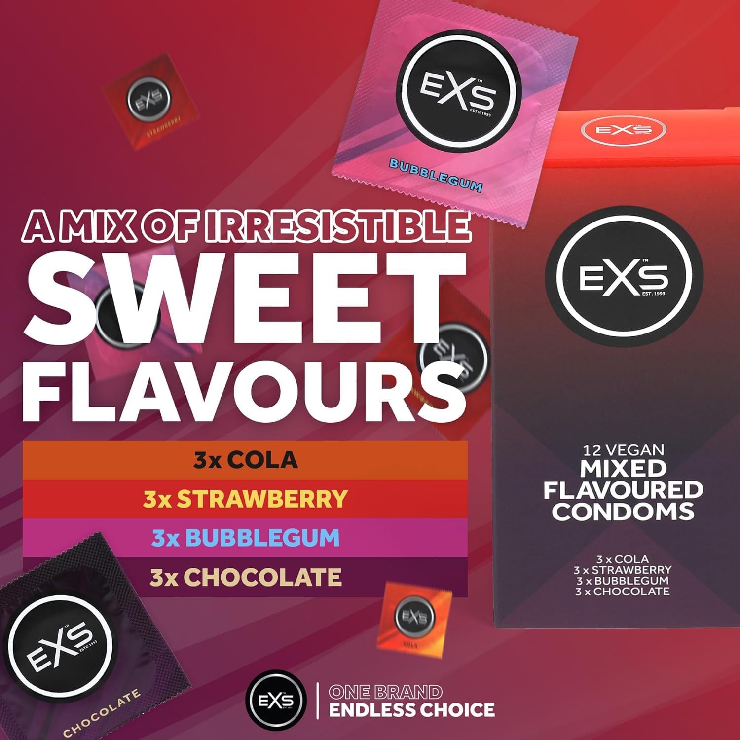 EXS Mixed preservativi aromatizzati 12 pezzi 4 gusti