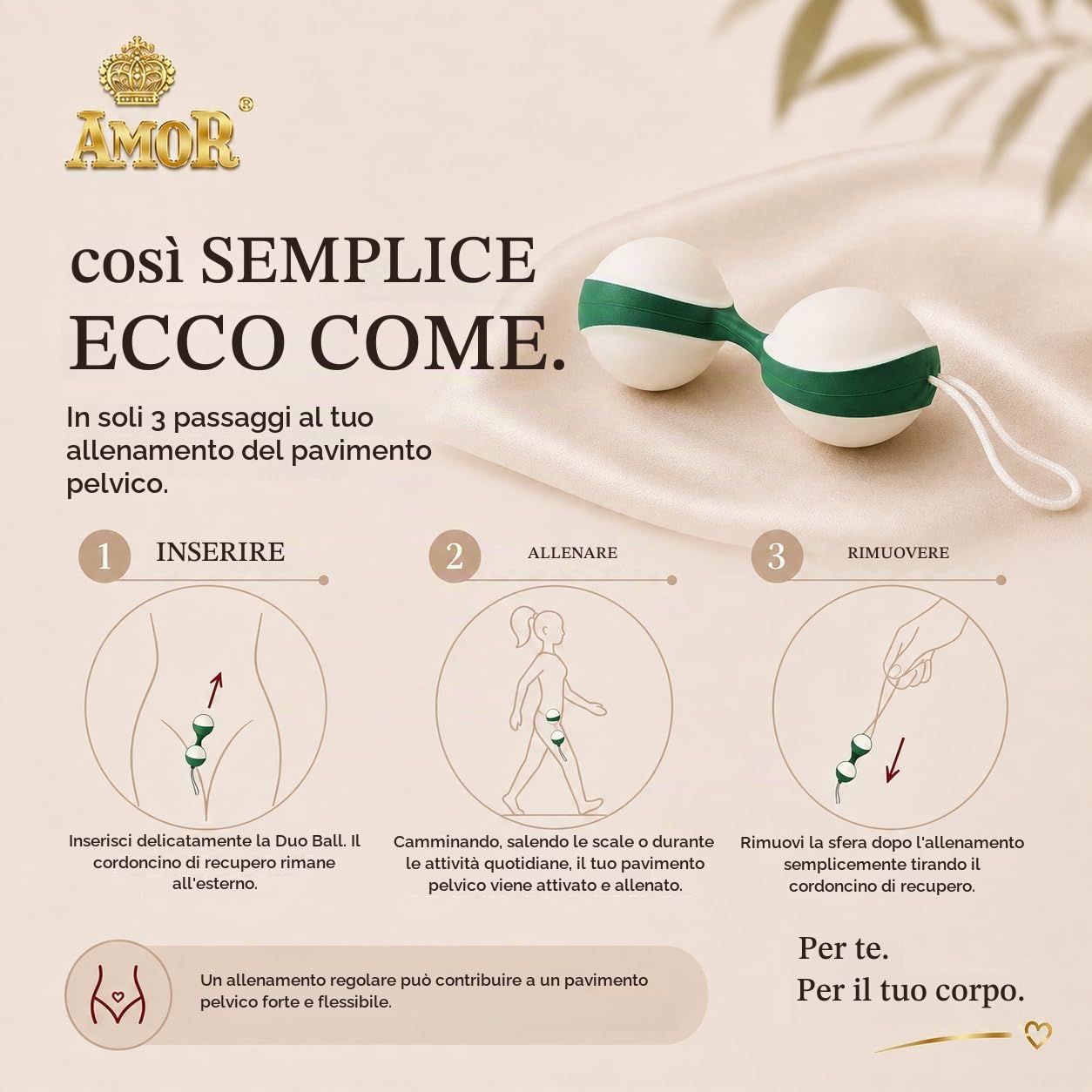Amor Sfere Vaginali palline cinesi bianco-verde scuro silicone medicale