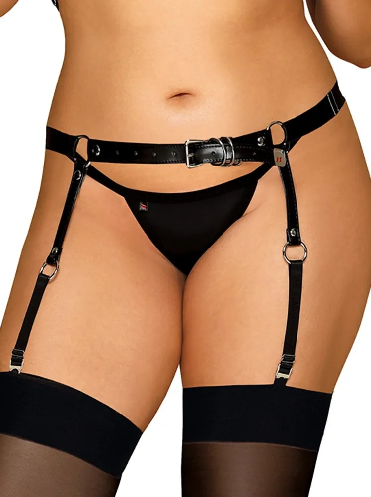 Obsessive A756 reggicalze harness ecopelle nera