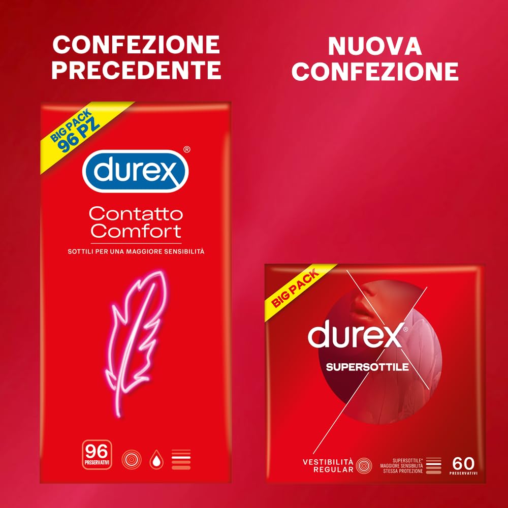 Durex Supersottile preservativi regular 60 pezzi sottili